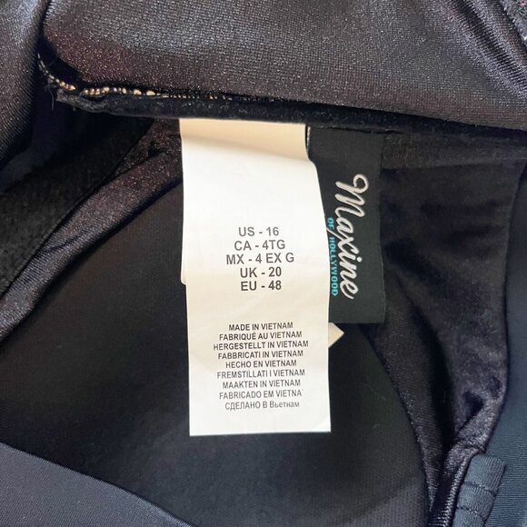 Maxine of Hollywood Black Tropical Floral Strapless One Piece Swimsuit Size 16 - Picture 5 of 6